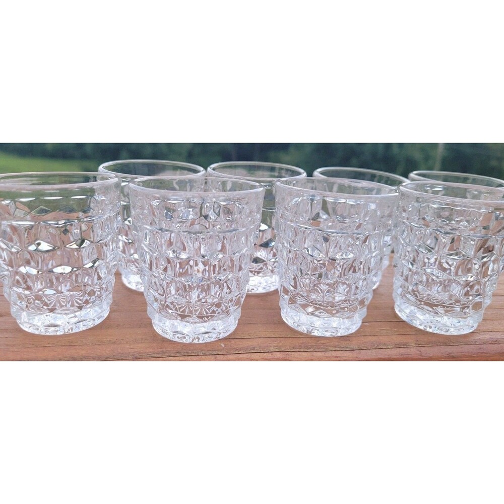 Lot of 8 Fostoria American Shot Glasses Whiskeys Elegant Barware Lead Crystal